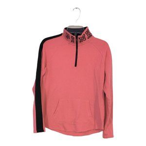 Victorias Secret PINK Half Zip Round Raw Hem Pullover Sweatshirt bright Pink S